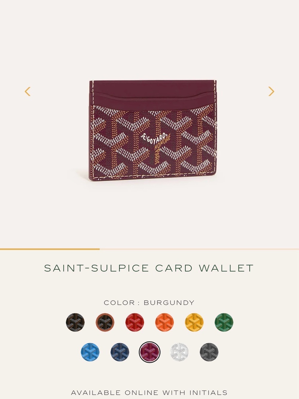 Goyard Saint-Sulpice Card Holder Wallet in Burgundy with Goyardine Print